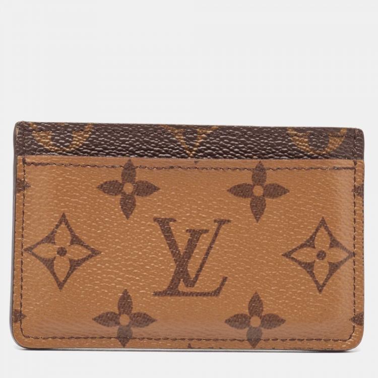 Pre Owned Louis Vuitton Monogram Reverse Canvas Card Holder