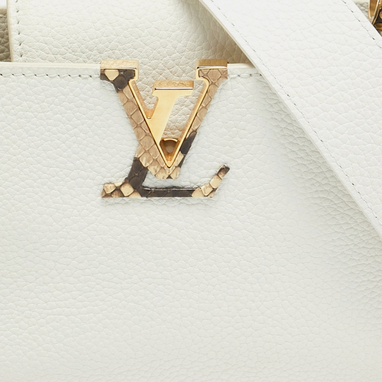 Pre Owned Louis Vuitton White/Beige Taurillon Leather and Python Mini Capucines Bag
