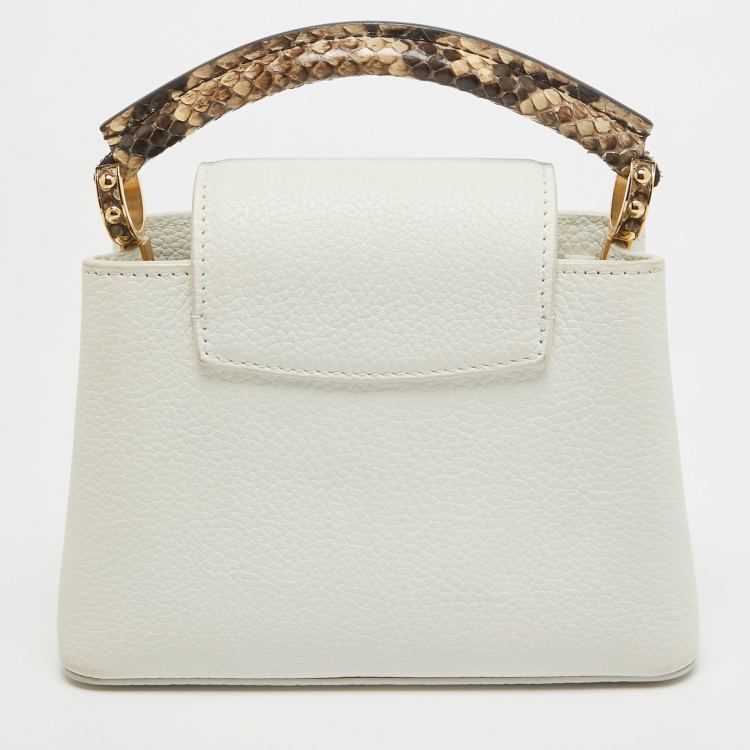 Pre Owned Louis Vuitton White/Beige Taurillon Leather and Python Mini Capucines Bag
