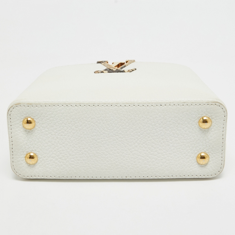 Pre Owned Louis Vuitton White/Beige Taurillon Leather and Python Mini Capucines Bag