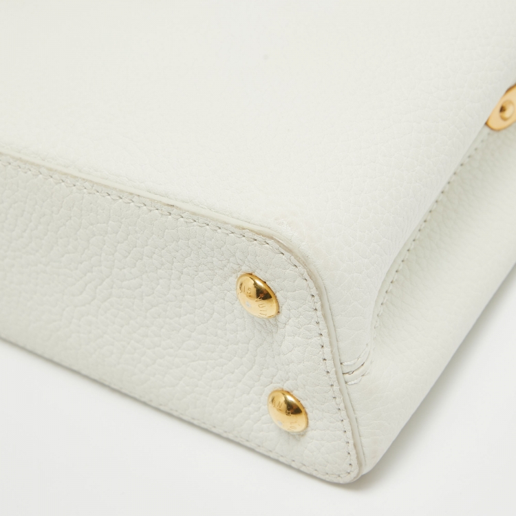 Pre Owned Louis Vuitton White/Beige Taurillon Leather and Python Mini Capucines Bag