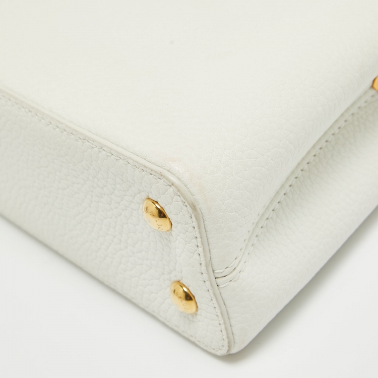 Pre Owned Louis Vuitton White/Beige Taurillon Leather and Python Mini Capucines Bag