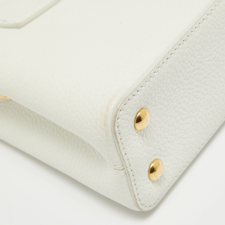 Pre Owned Louis Vuitton White/Beige Taurillon Leather and Python Mini Capucines Bag