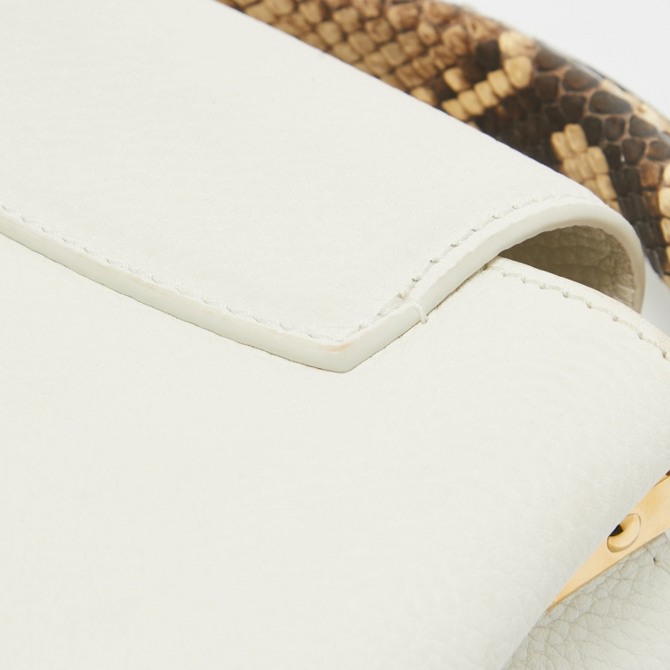 Pre Owned Louis Vuitton White/Beige Taurillon Leather and Python Mini Capucines Bag