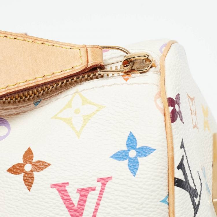 Pre Owned Louis Vuitton White Monogram Multicolore Canvas Speedy 30 Bag