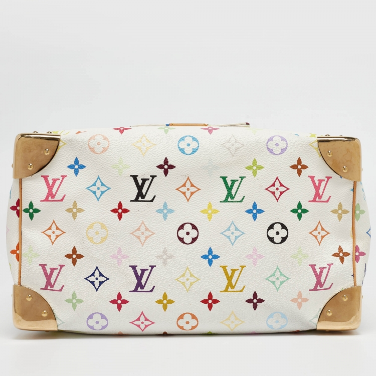Pre Owned Louis Vuitton White Monogram Multicolore Canvas Speedy 30 Bag