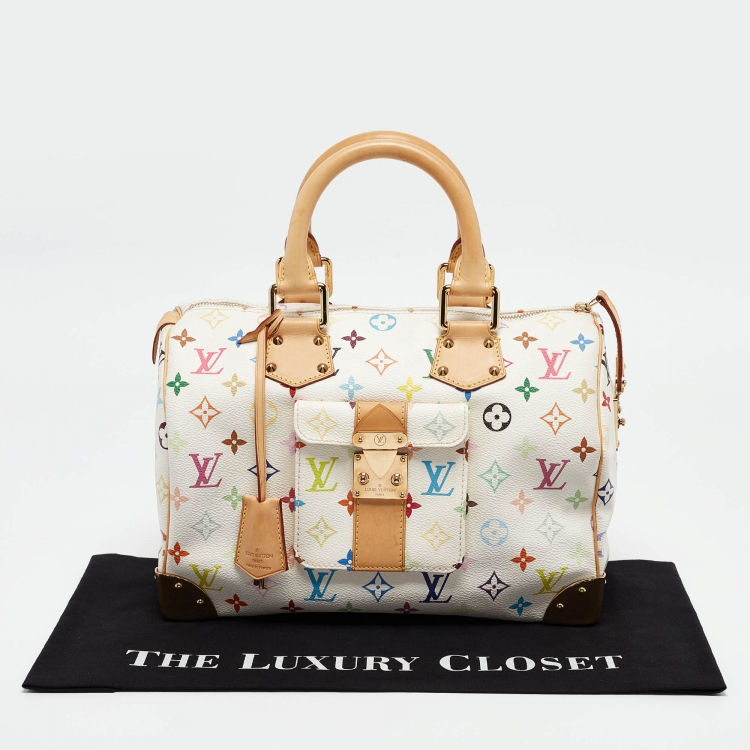 Pre Owned Louis Vuitton White Monogram Multicolore Canvas Speedy 30 Bag