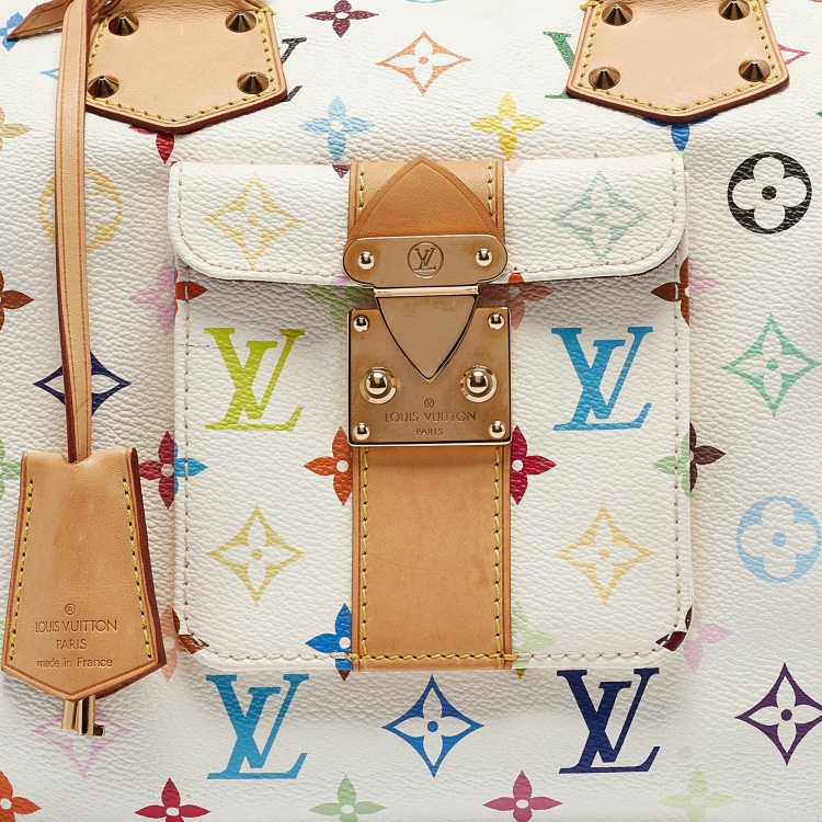Pre Owned Louis Vuitton White Monogram Multicolore Canvas Speedy 30 Bag