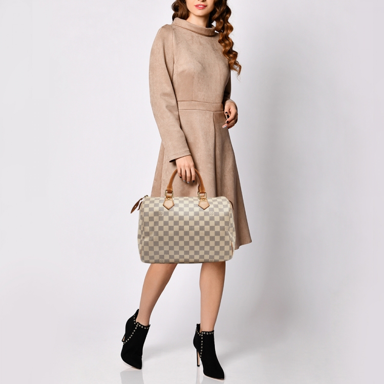 Pre Owned Louis Vuitton Damier Azur Canvas Speedy 30 Bag