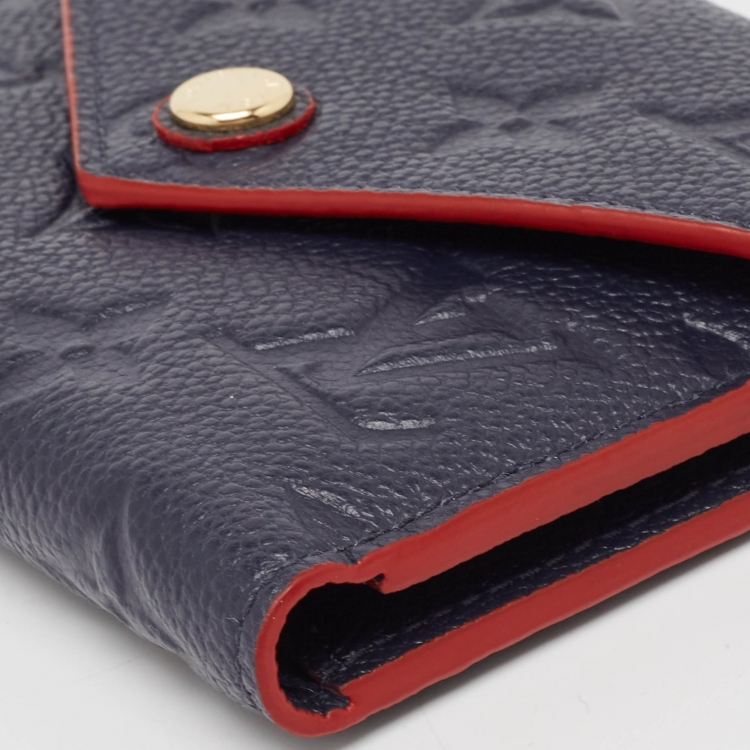Pre Owned Louis Vuitton Navy Blue/Red Monogram Empreinte Leather Victorine Compact Wallet
