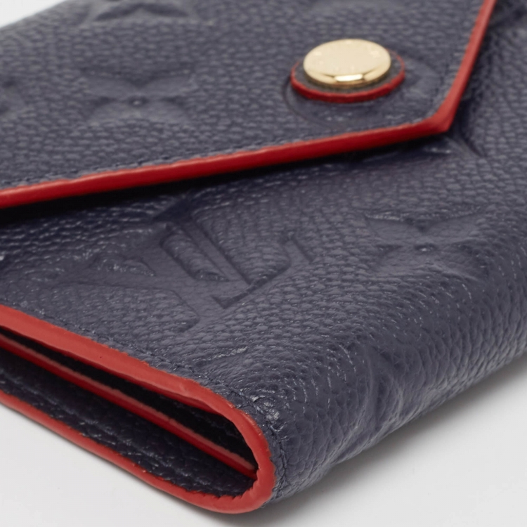 Pre Owned Louis Vuitton Navy Blue/Red Monogram Empreinte Leather Victorine Compact Wallet