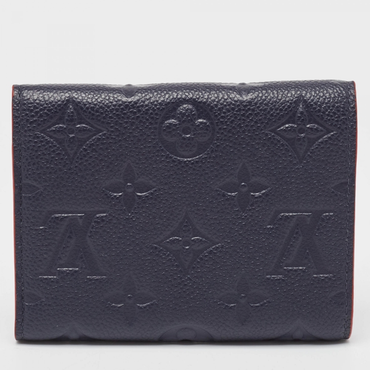 Pre Owned Louis Vuitton Navy Blue/Red Monogram Empreinte Leather Victorine Compact Wallet