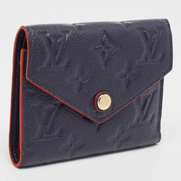 Pre Owned Louis Vuitton Navy Blue/Red Monogram Empreinte Leather Victorine Compact Wallet