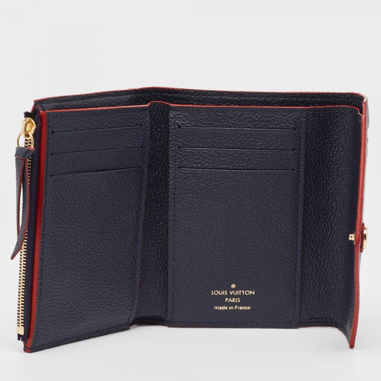 Pre Owned Louis Vuitton Navy Blue/Red Monogram Empreinte Leather Victorine Compact Wallet