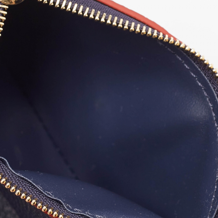 Pre Owned Louis Vuitton Navy Blue/Red Monogram Empreinte Leather Victorine Compact Wallet