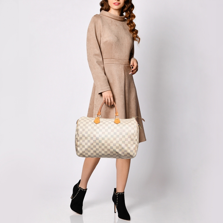 Pre Owned Louis Vuitton Damier Azur Canvas Speedy 35 Bag