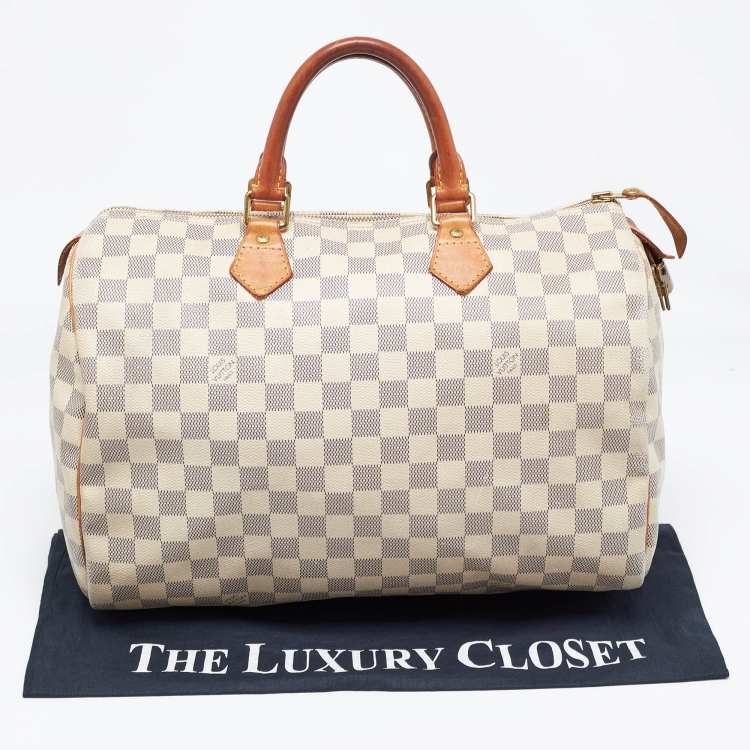 Pre Owned Louis Vuitton Damier Azur Canvas Speedy 35 Bag