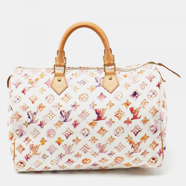 Pre Owned Louis Vuitton Monogram Canvas Watercolor Aquarelle Richard Prince Speedy 35 Bag