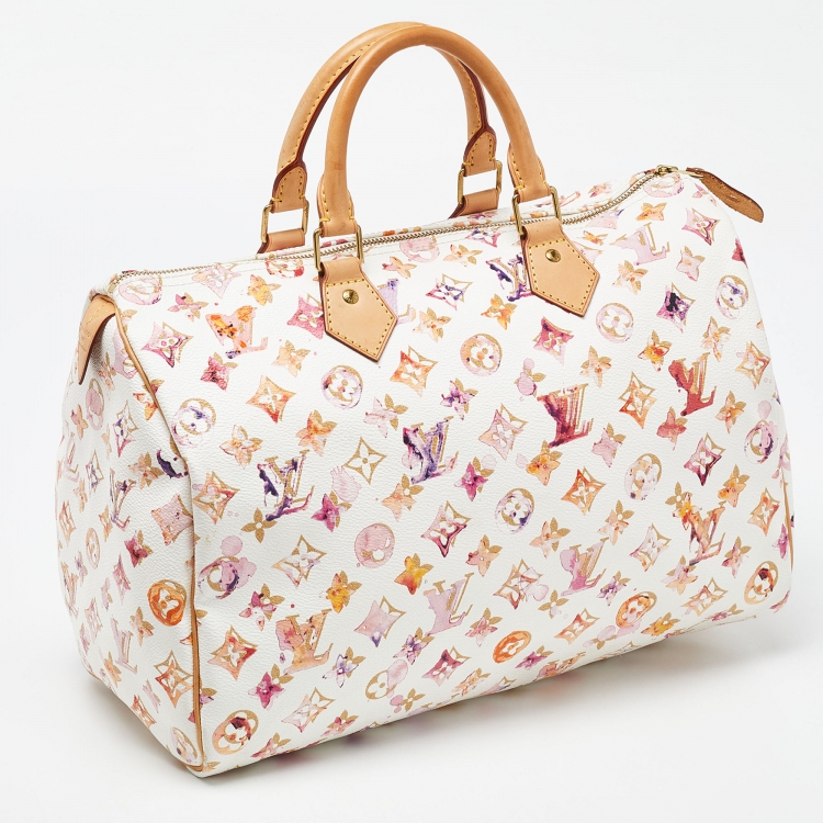 Pre Owned Louis Vuitton Monogram Canvas Watercolor Aquarelle Richard Prince Speedy 35 Bag