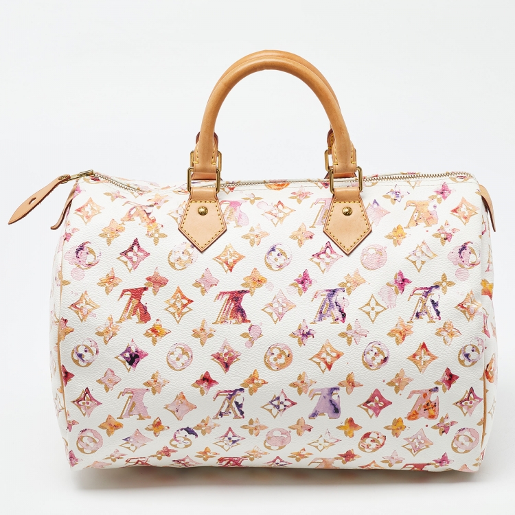 Pre Owned Louis Vuitton Monogram Canvas Watercolor Aquarelle Richard Prince Speedy 35 Bag