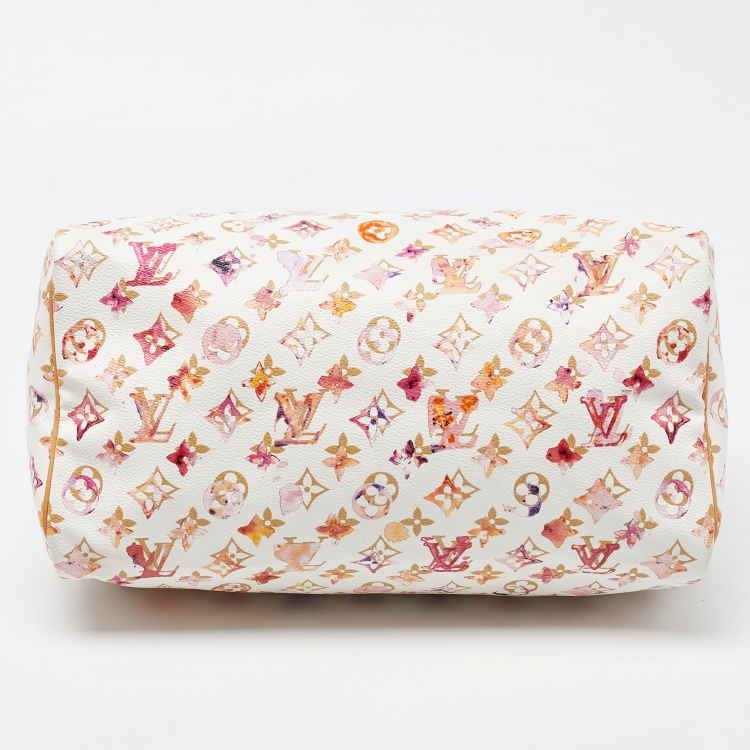 Pre Owned Louis Vuitton Monogram Canvas Watercolor Aquarelle Richard Prince Speedy 35 Bag