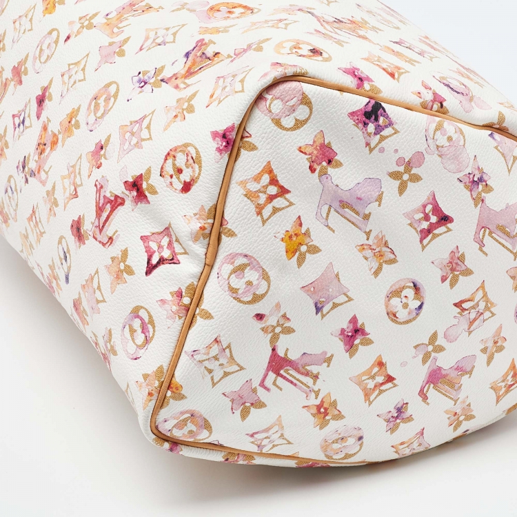 Pre Owned Louis Vuitton Monogram Canvas Watercolor Aquarelle Richard Prince Speedy 35 Bag