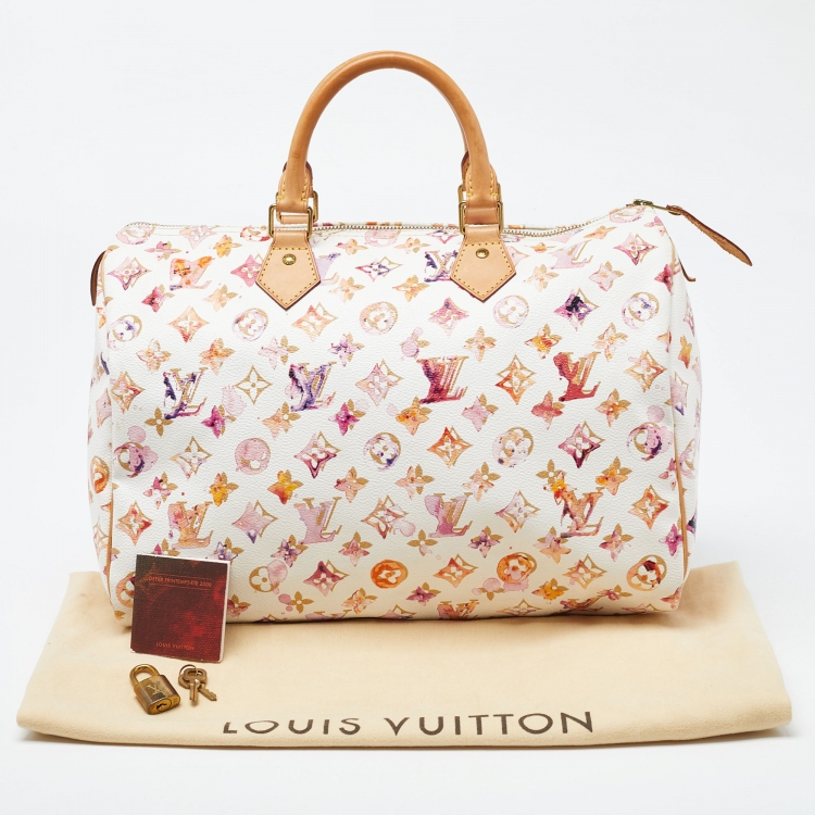 Pre Owned Louis Vuitton Monogram Canvas Watercolor Aquarelle Richard Prince Speedy 35 Bag