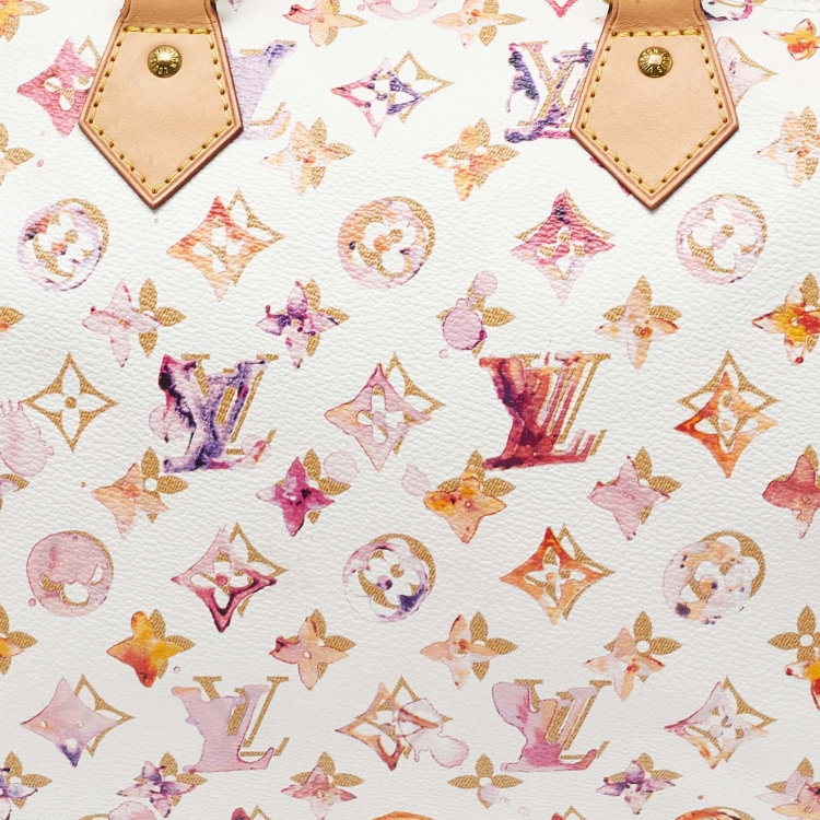 Pre Owned Louis Vuitton Monogram Canvas Watercolor Aquarelle Richard Prince Speedy 35 Bag