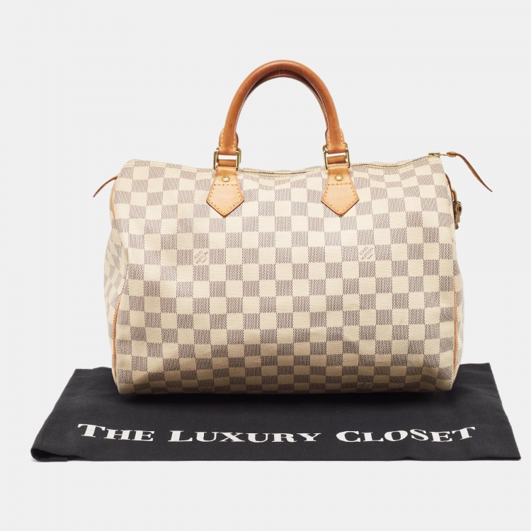 Pre Owned Louis Vuitton Damier Azur Canvas Speedy 35 Bag