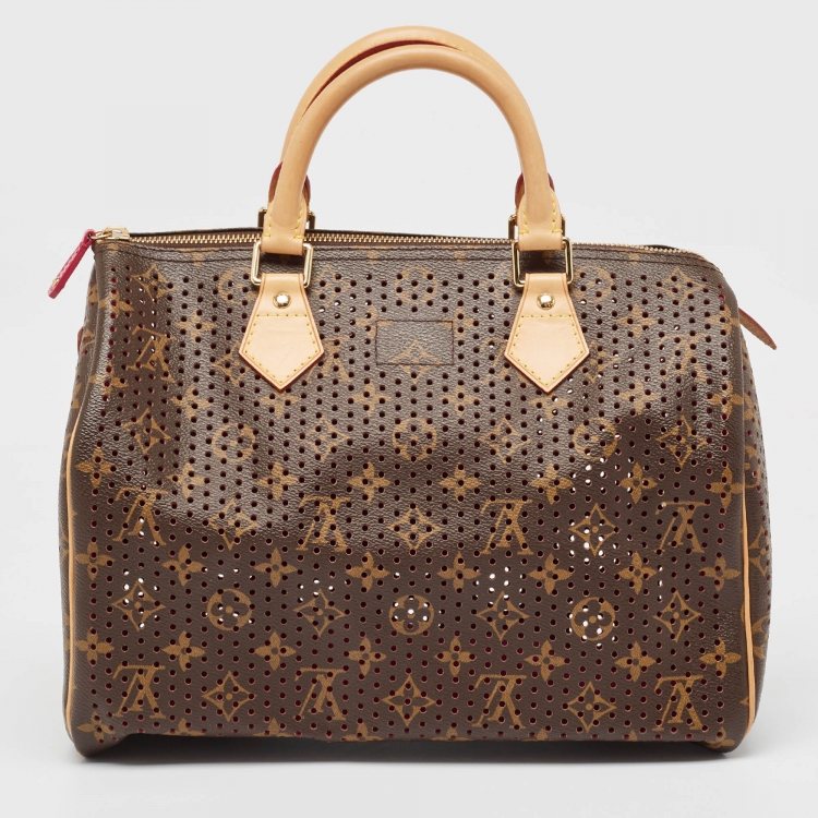 Pre Owned Louis Vuitton Fuchsia Monogram Perforated Canvas Speedy 30 Bag