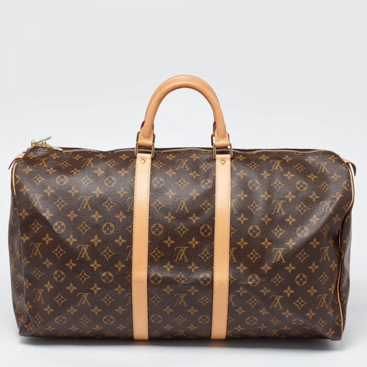 Pre Owned Louis Vuitton Brown Monogram Canvas Keepall 55 Bag