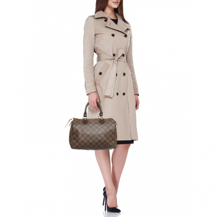 Pre Owned Louis Vuitton Damier Ebene Canvas Speedy 25 Bag