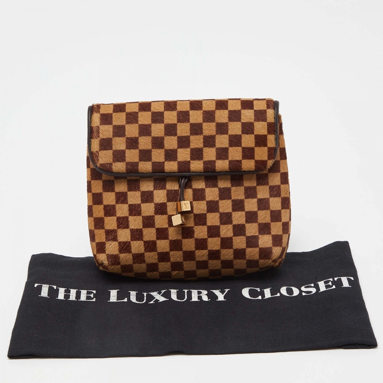 Pre Owned Louis Vuitton Damier Ebene Calf Hair Limited Edition Sauvage Gazelle Bag