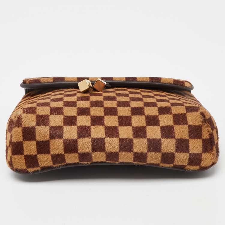 Pre Owned Louis Vuitton Damier Ebene Calf Hair Limited Edition Sauvage Gazelle Bag