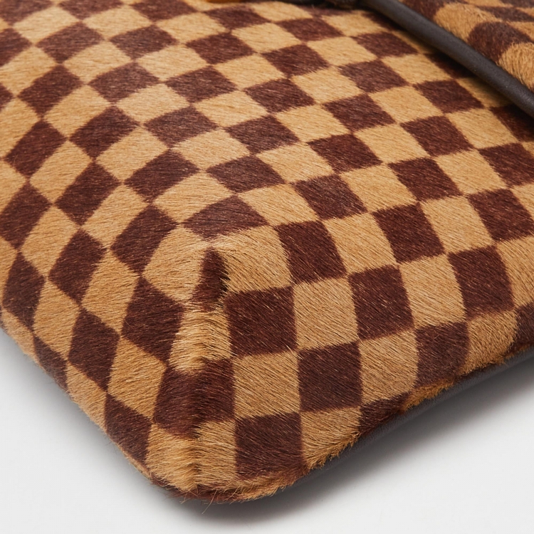 Pre Owned Louis Vuitton Damier Ebene Calf Hair Limited Edition Sauvage Gazelle Bag