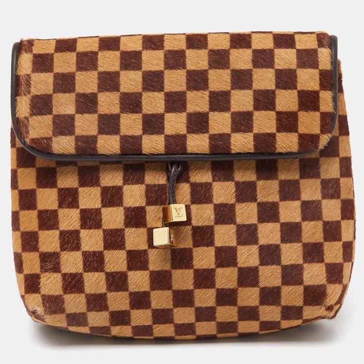 Pre Owned Louis Vuitton Damier Ebene Calf Hair Limited Edition Sauvage Gazelle Bag
