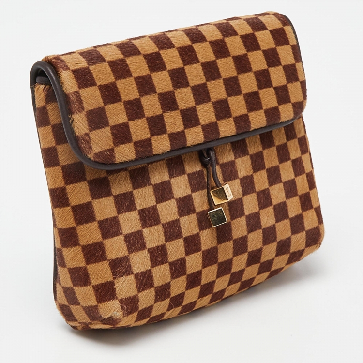 Pre Owned Louis Vuitton Damier Ebene Calf Hair Limited Edition Sauvage Gazelle Bag