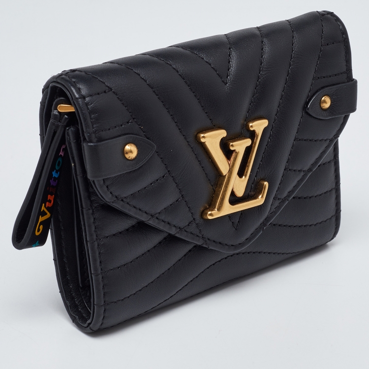 Pre Owned Louis Vuitton Black Leather New Wave Compact Wallet