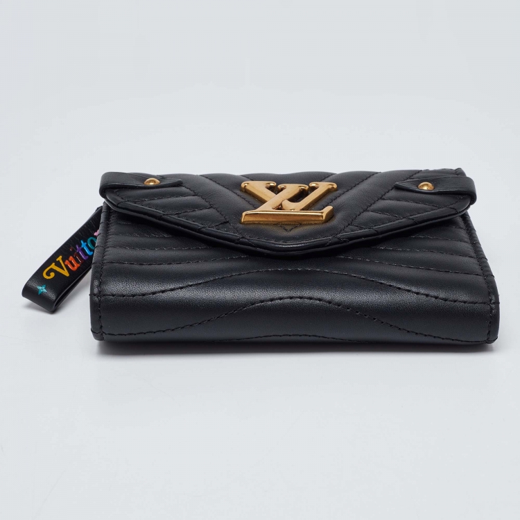 Pre Owned Louis Vuitton Black Leather New Wave Compact Wallet