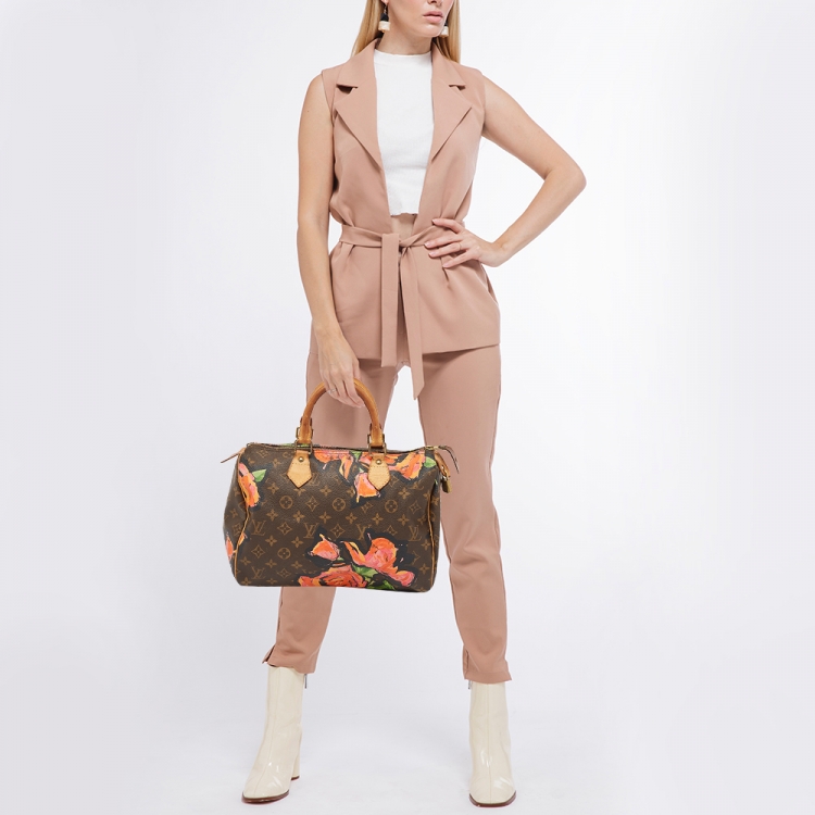 Pre Owned Louis Vuitton Multicolor Monogram Canvas Limited Edition Stephen Sprouse Roses Speedy 30 Bag