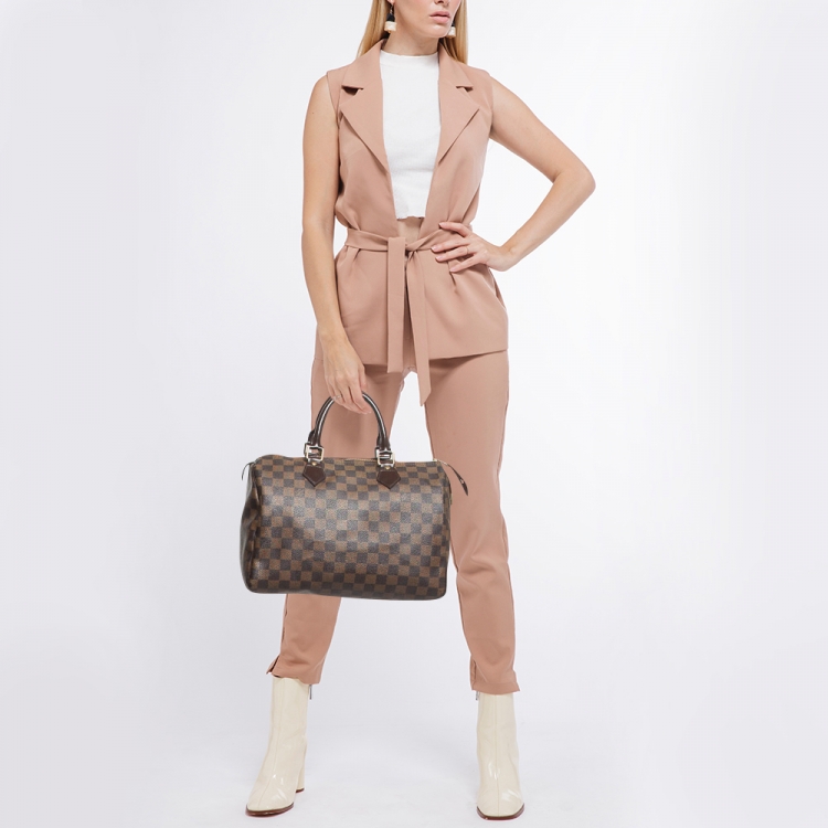 Pre Owned Louis Vuitton Damier Ebene Canvas Speedy 30 Bag