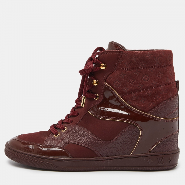 Burgundy wedge sneakers hotsell