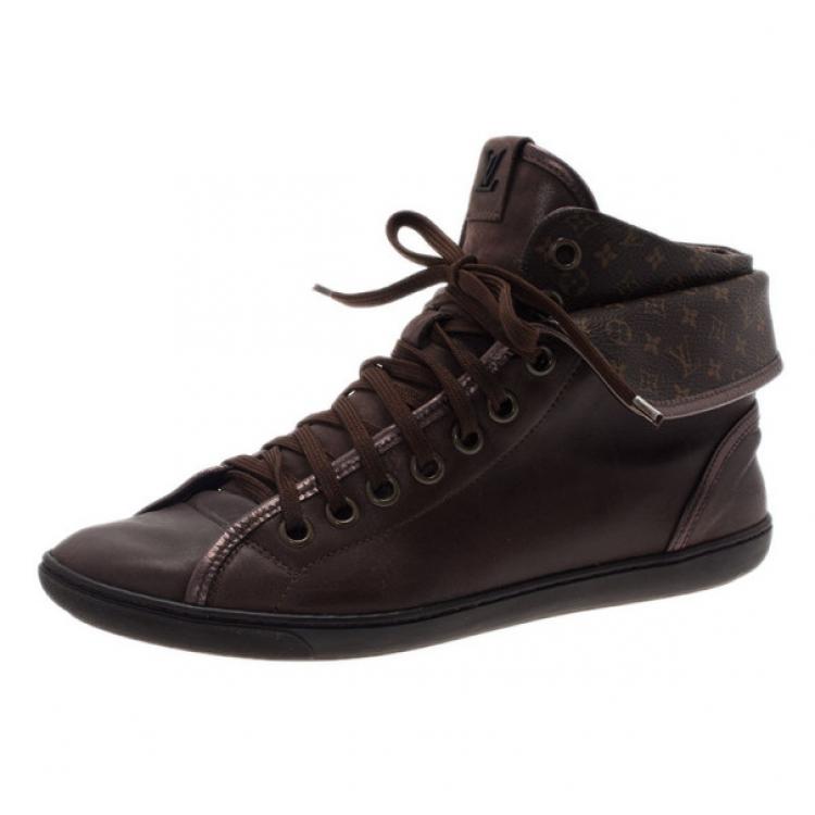 Trainer sneaker boot high leather high trainers Louis Vuitton Brown size 6  UK in Leather - 20830787