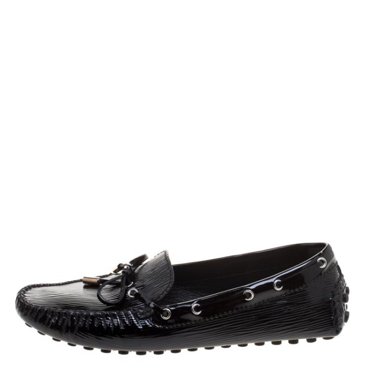 Pre Owned Louis Vuitton Black Electric Epi Leather Gloria Loafers Size 40