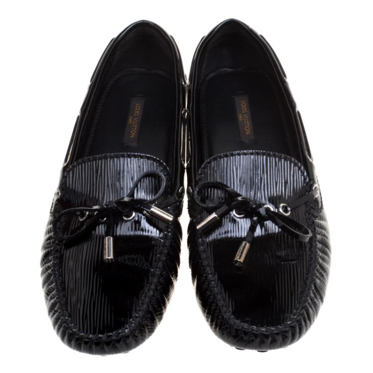 Pre Owned Louis Vuitton Black Electric Epi Leather Gloria Loafers Size 40