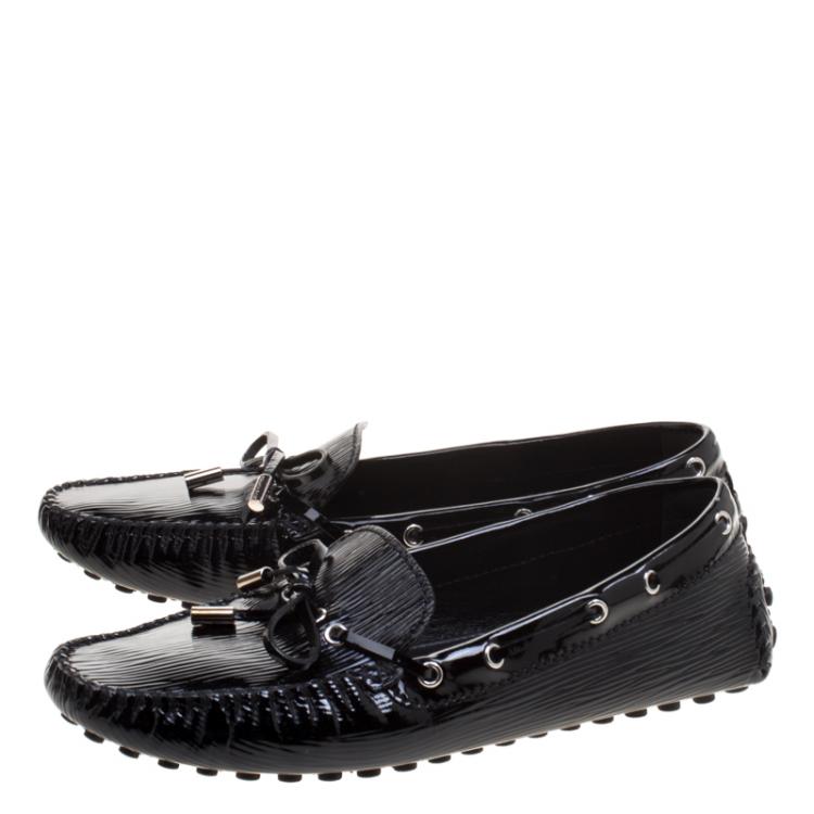 Pre Owned Louis Vuitton Black Electric Epi Leather Gloria Loafers Size 40