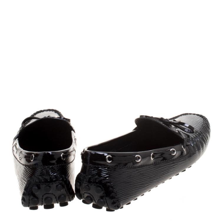 Pre Owned Louis Vuitton Black Electric Epi Leather Gloria Loafers Size 40