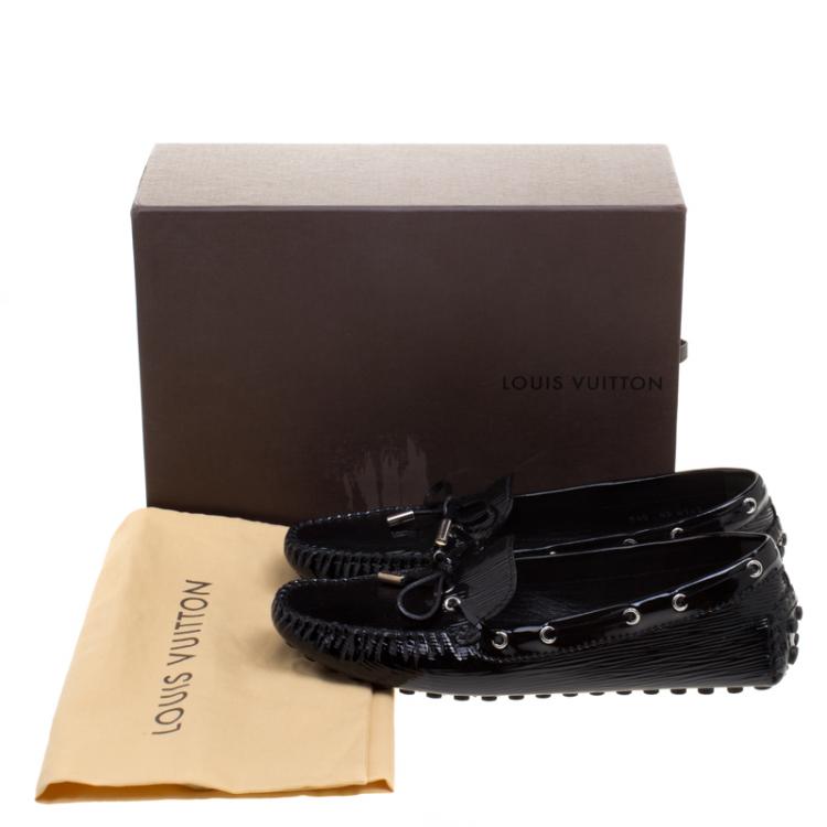 Pre Owned Louis Vuitton Black Electric Epi Leather Gloria Loafers Size 40