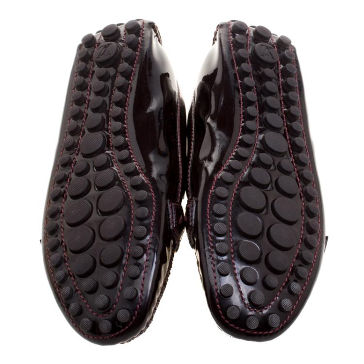 Pre Owned Louis Vuitton Burgundy Patent Leather Oxford Loafers Size 39