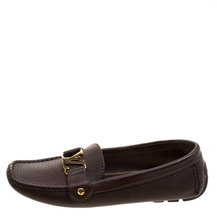 Pre Owned Louis Vuitton Brown Leather Oxford Loafers Size 39
